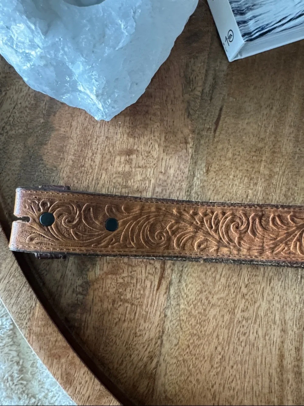 Silver Creek Tooled Leather Belt Brown Western Made USA 43”
